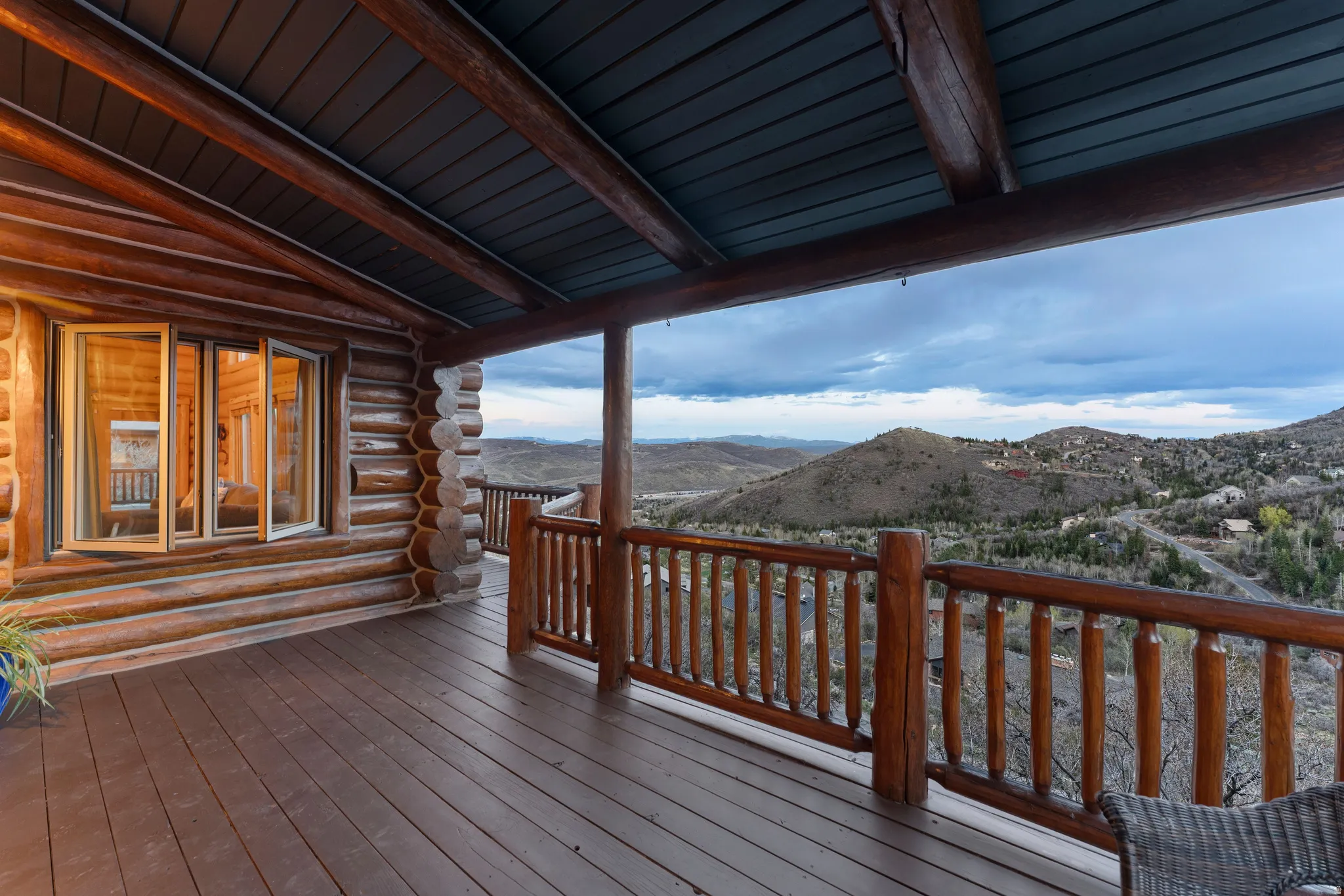 Deck featuring a mountain view
