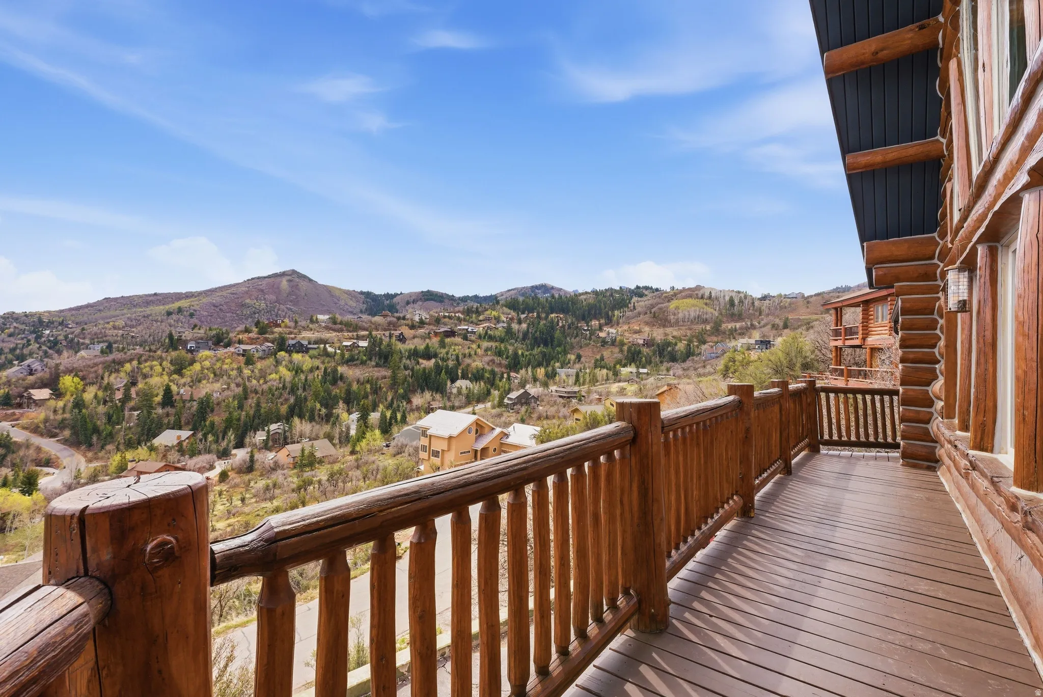 Deck featuring a mountain view