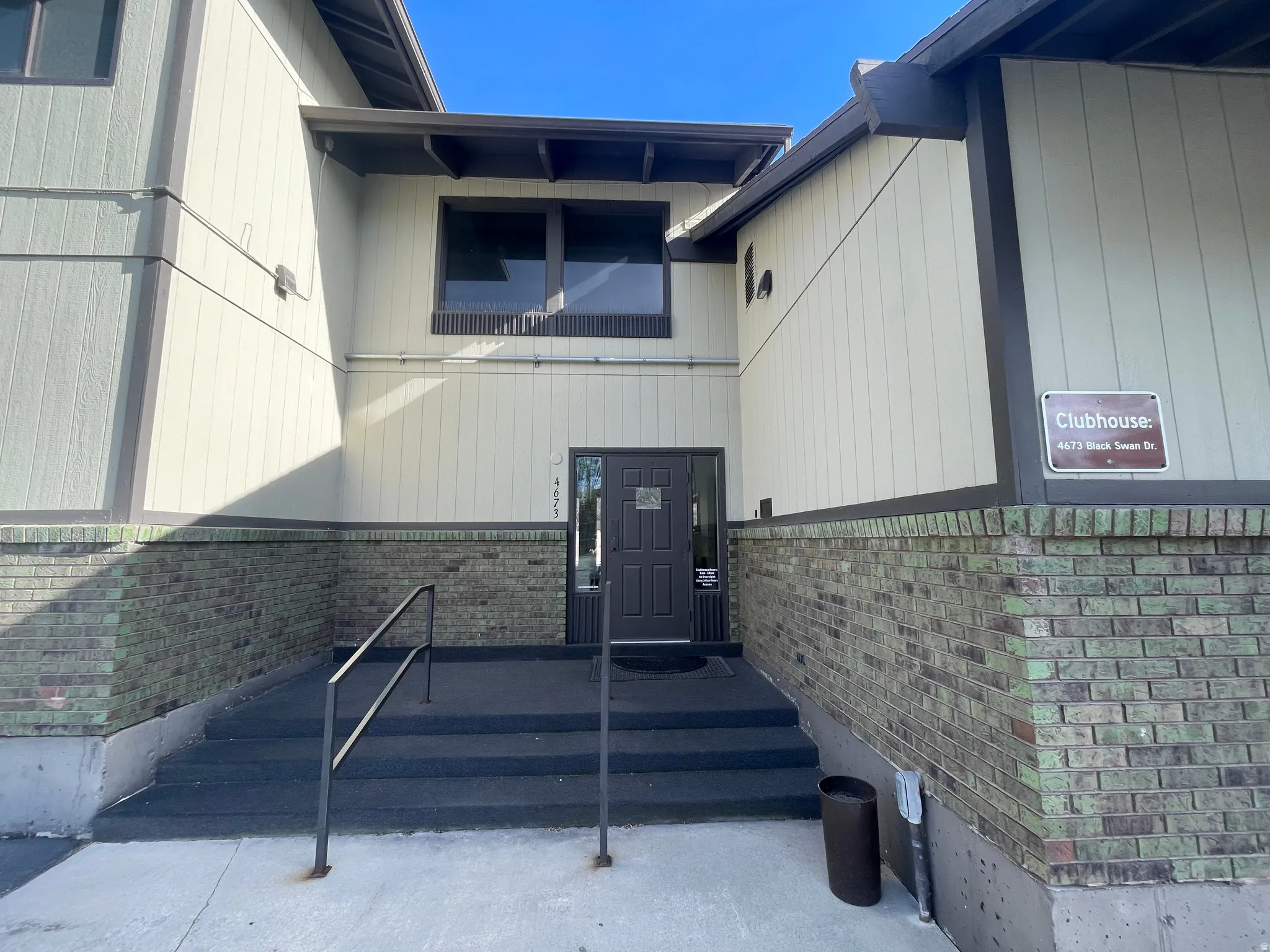 Clubhouse entrance within easy walking distance east of 4783 S. Pintail Court
