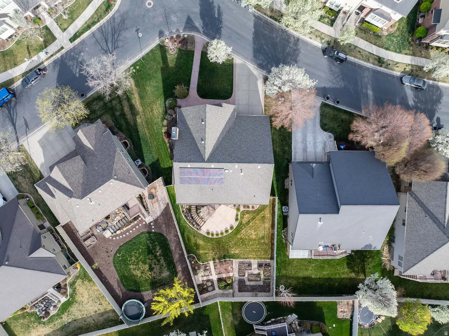 Aerial perspective of suburban area