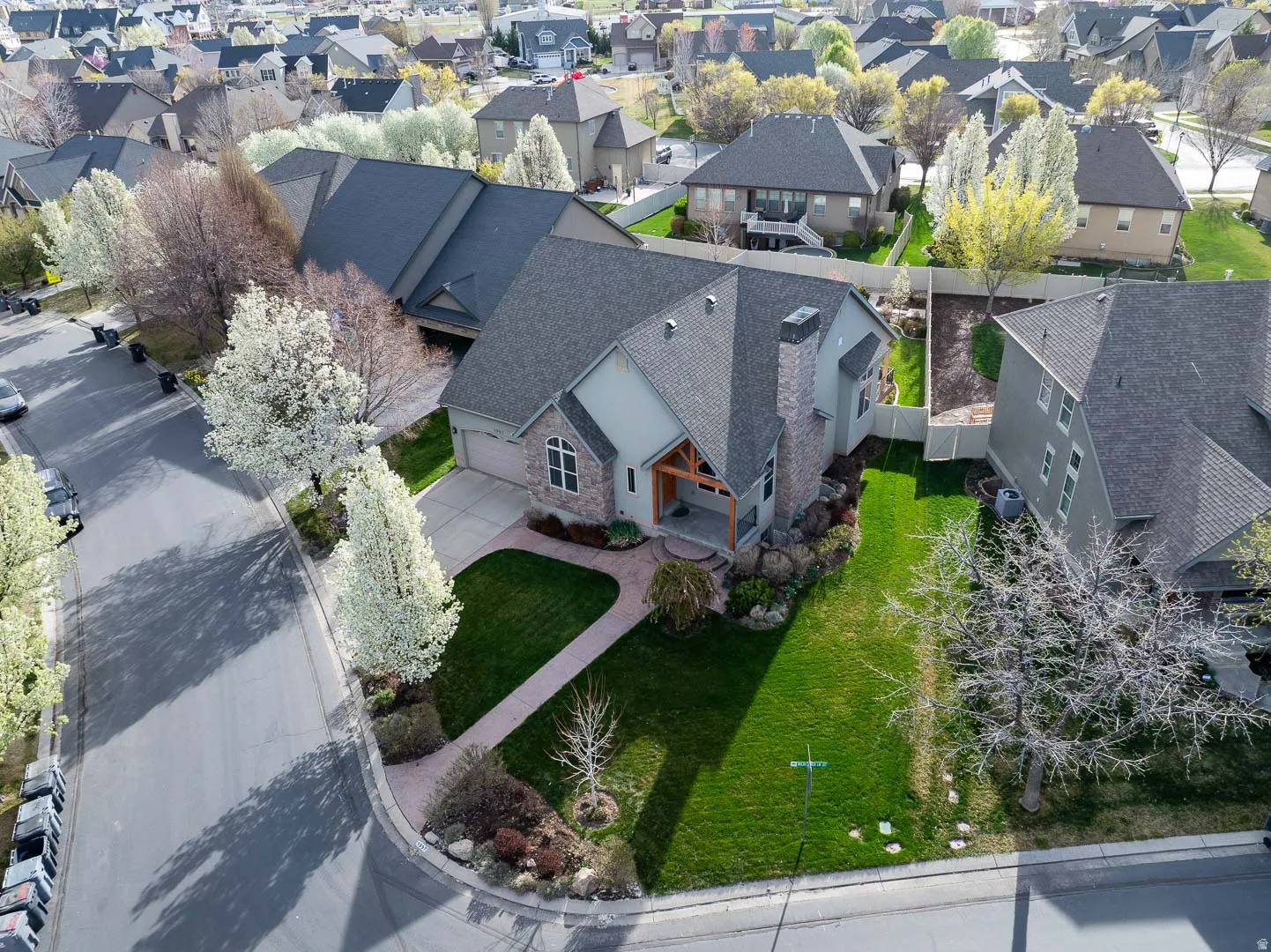 Aerial perspective of suburban area
