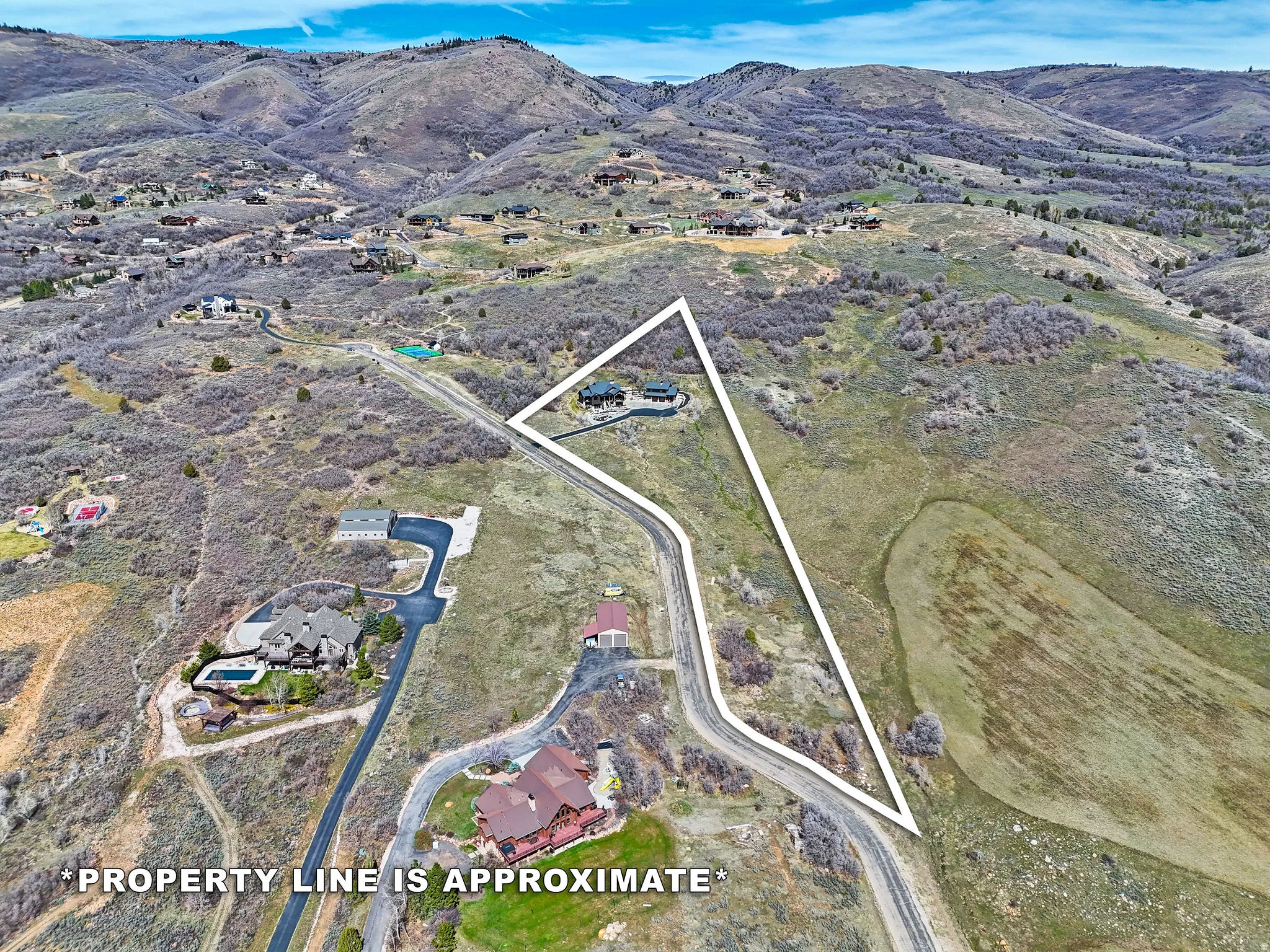 Aerial view of a mountain backdrop