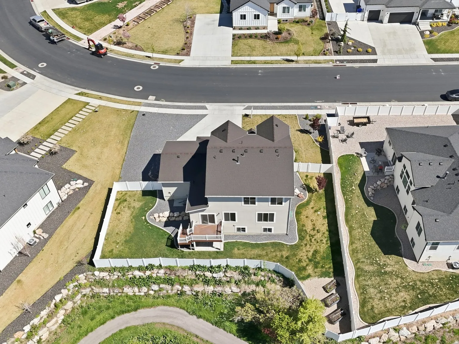 Aerial perspective of suburban area