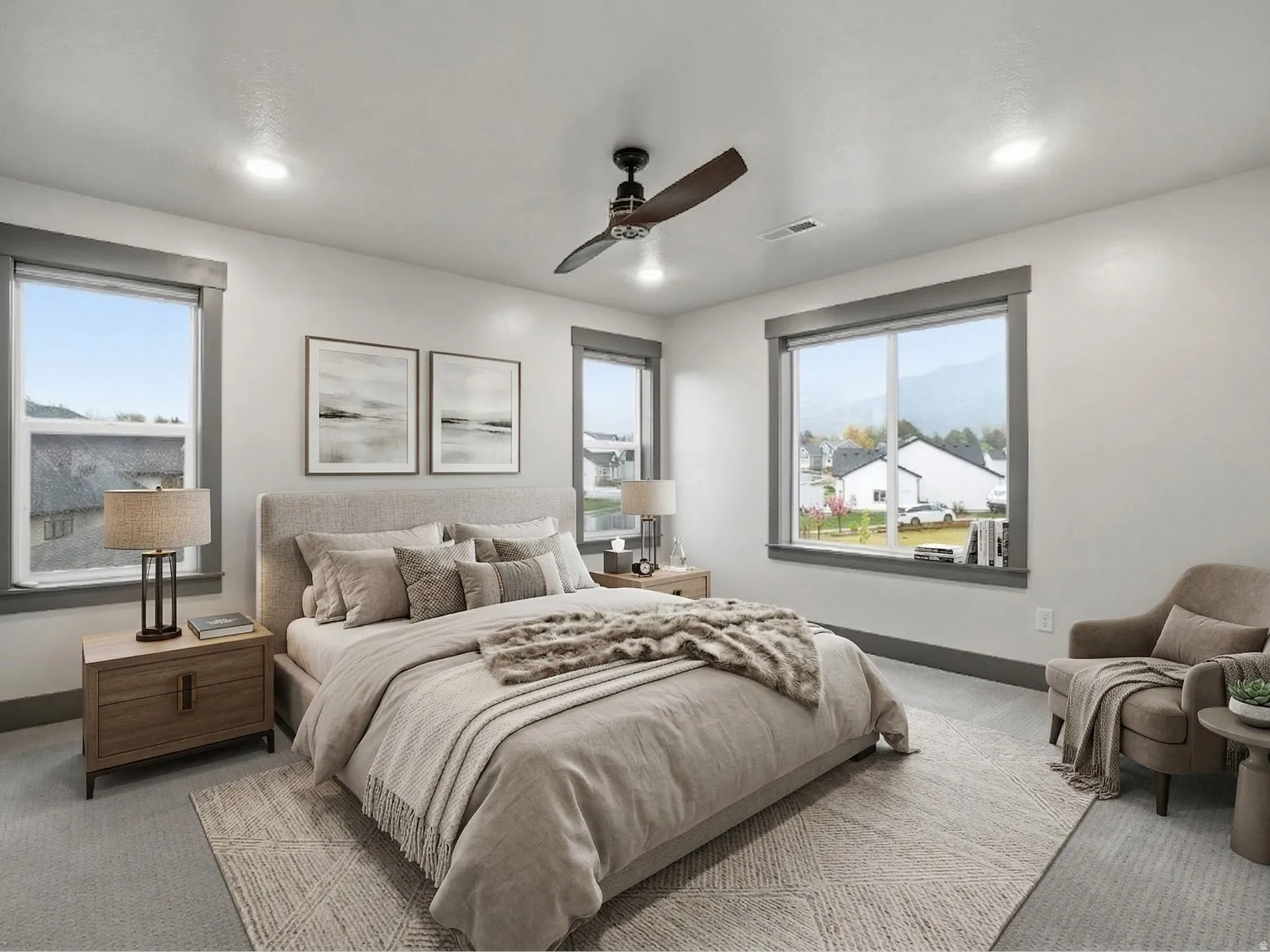 Virtually staged Primary bedroom