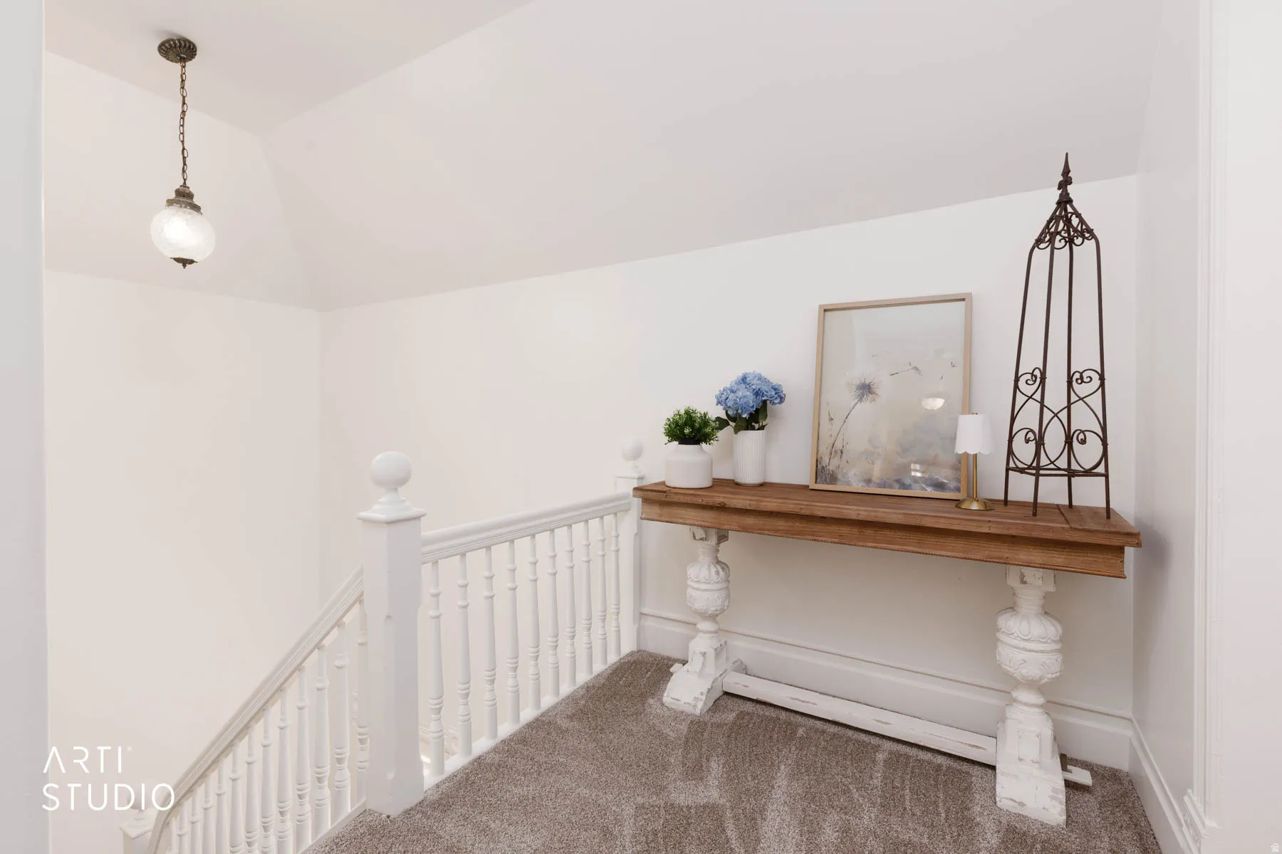 Hallway with an upstairs landing.