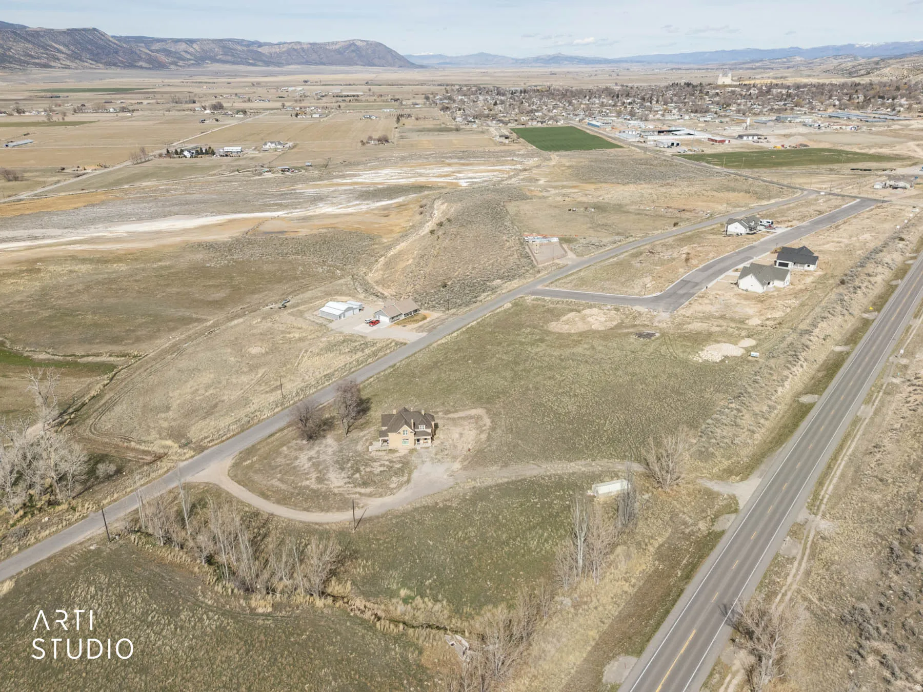 Aerial view of property's location from the east- central point.