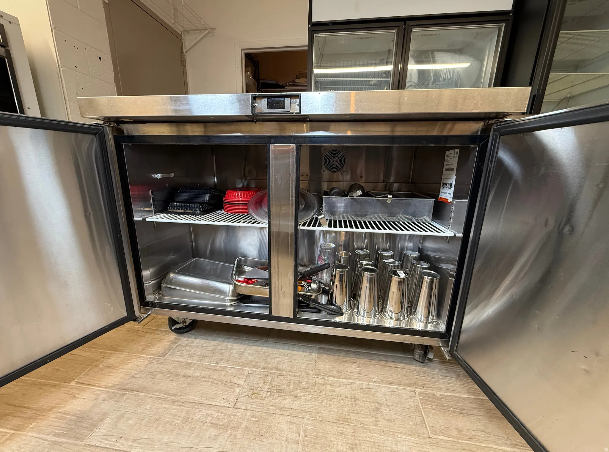 Kitchen view of wine cooler