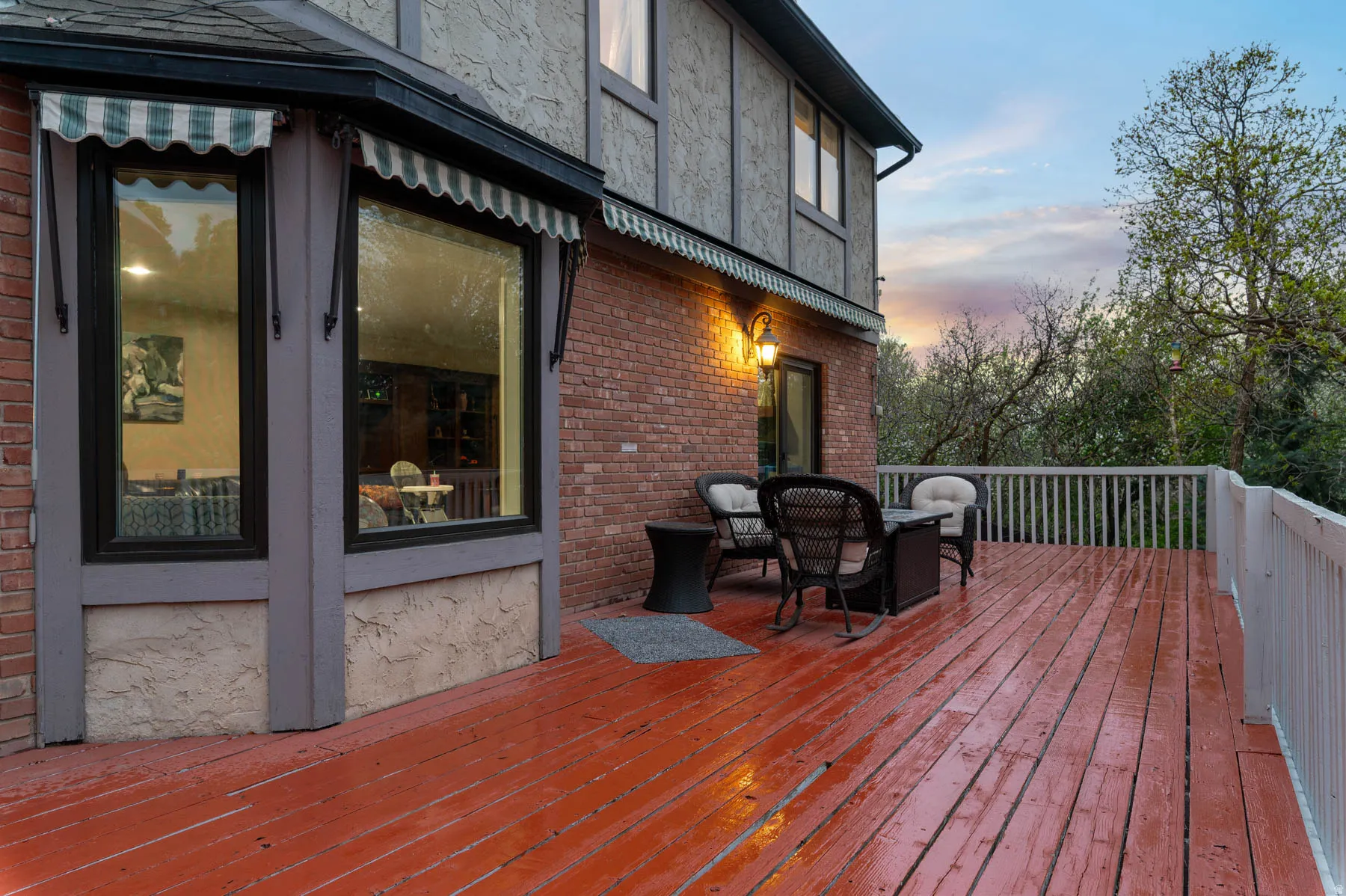 View of deck at dusk
