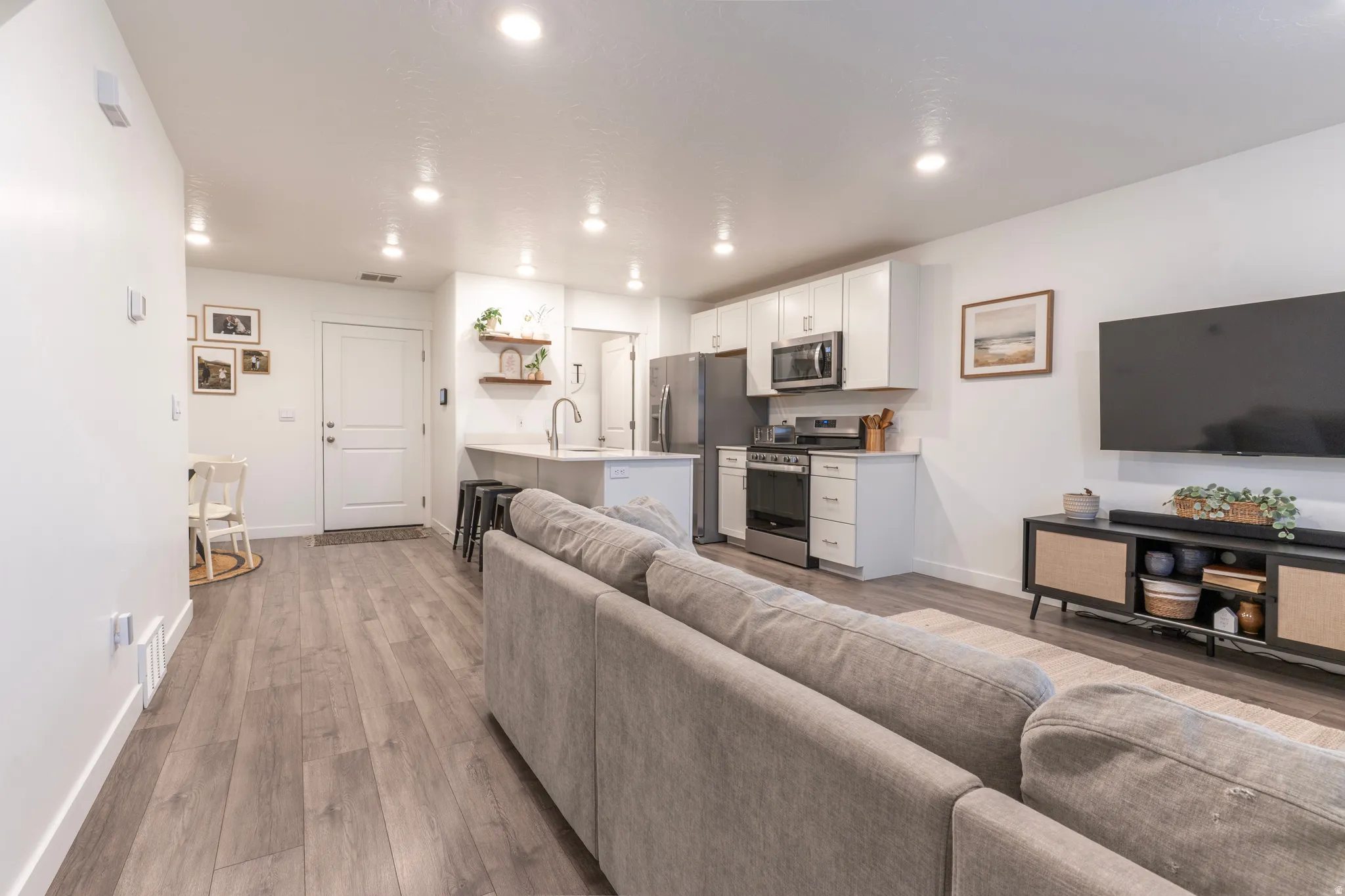Open living room and kitchen