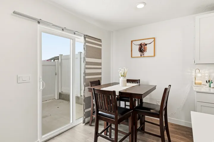 Dining area and sliding door to back patio