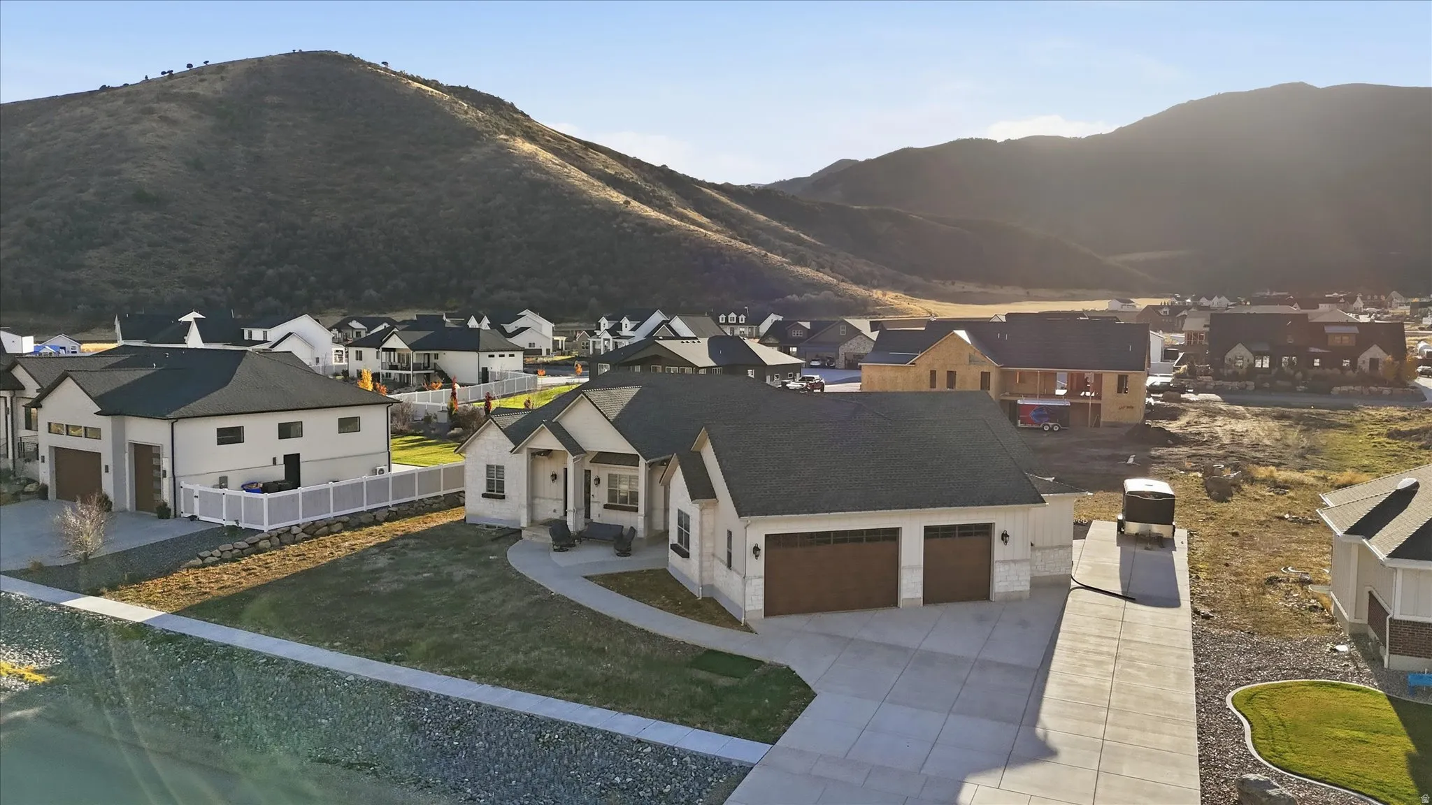 Mountain view featuring nearby suburban area