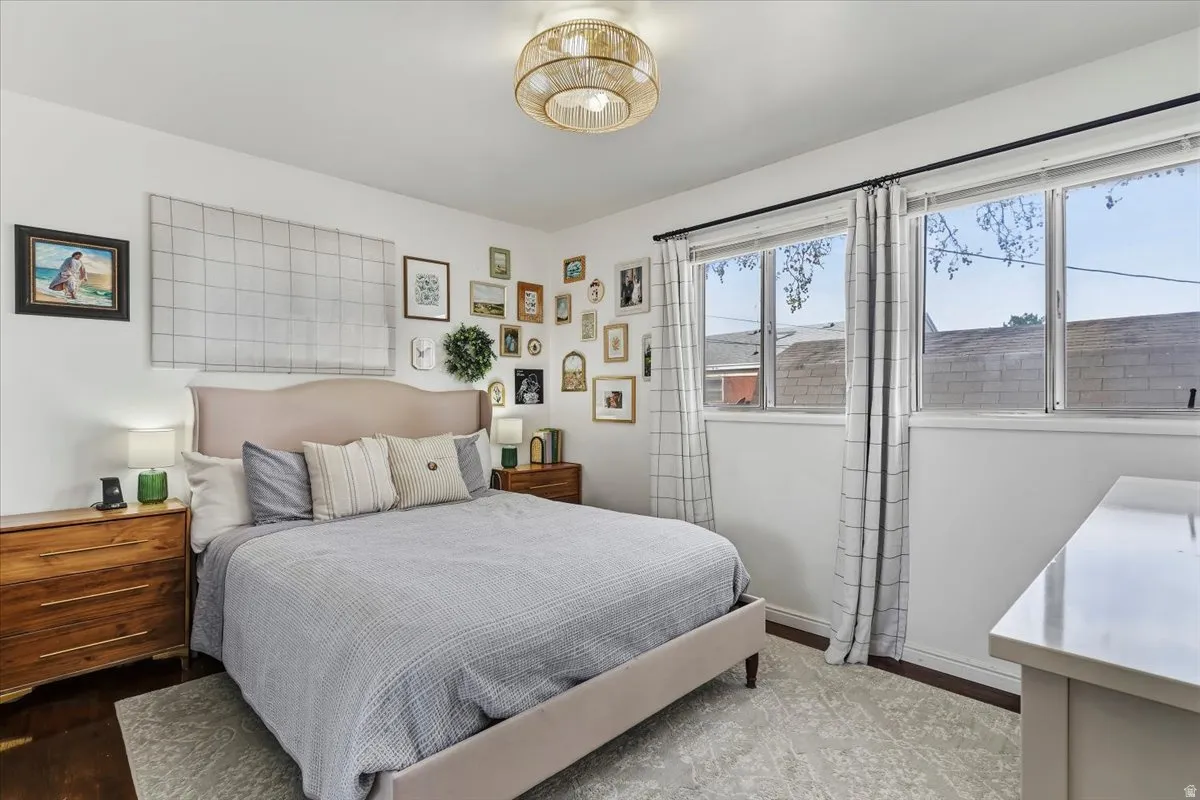 Bedroom with wood finished floors