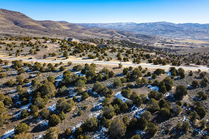 Aerial view of a mountain backdrop
