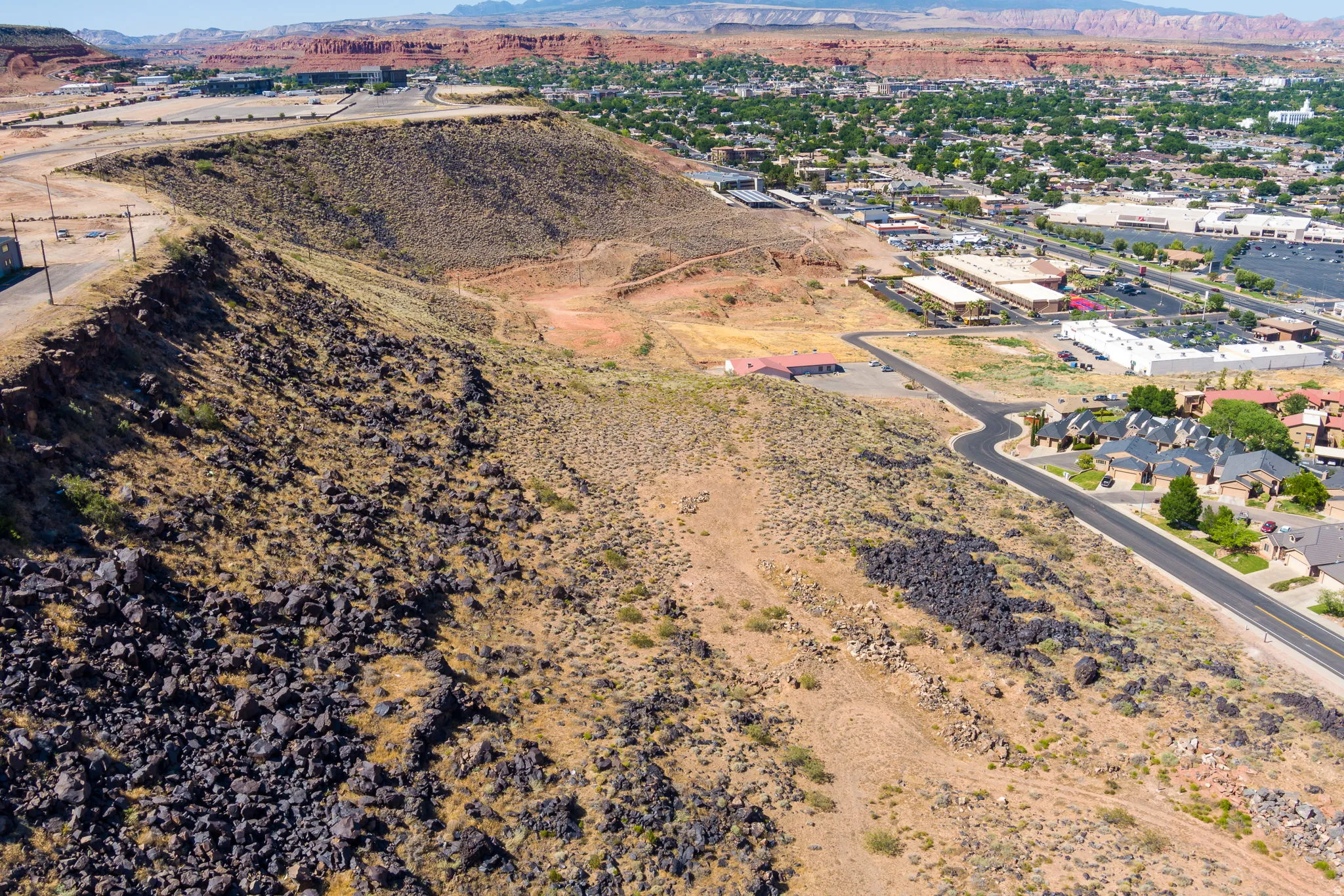 Aerial view of a mountainous background