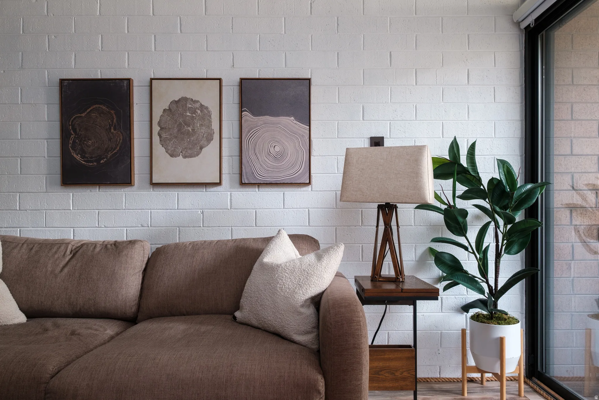 Living area with wood finished floors