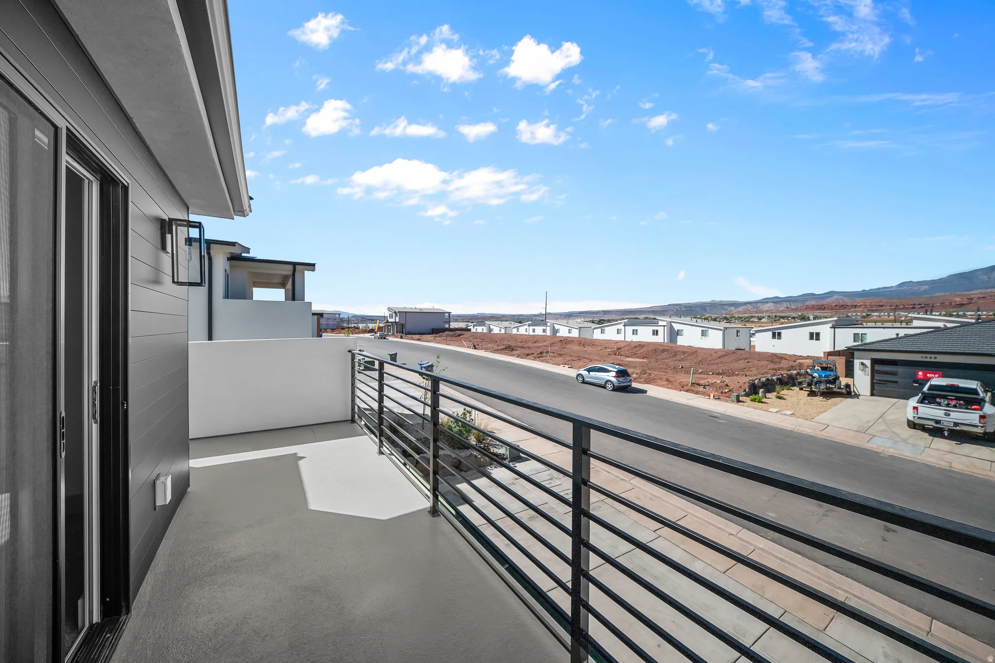 Balcony with a mountain view