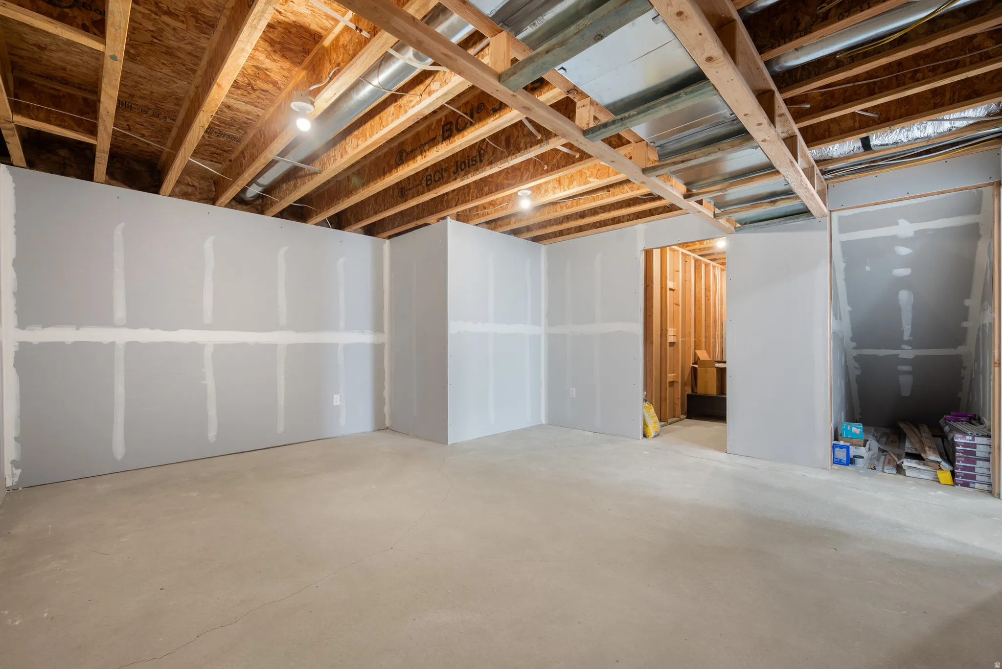 View of unfinished basement