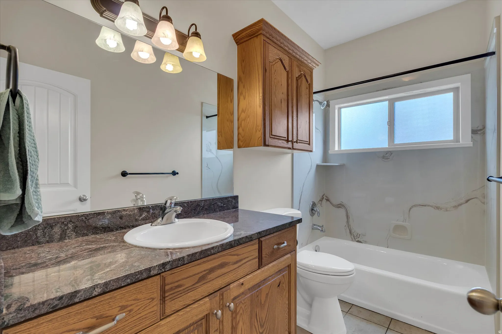 Bathroom 2, Natural Light, 9' Ceiling & Plenty of Storage, Granite Counter Top