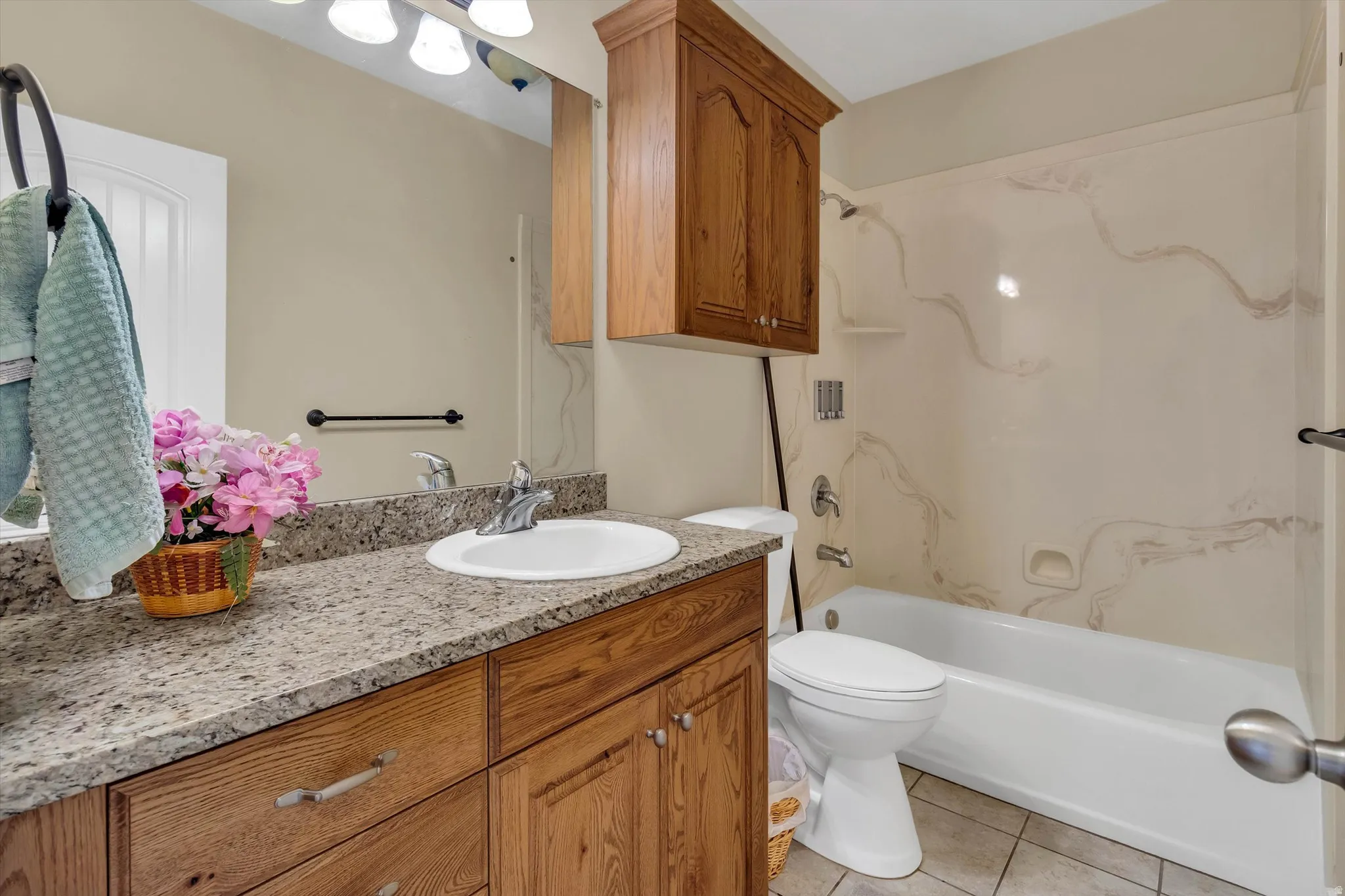 Bathroom 3 w Plenty of Cabinets, 9' Ceiling, Granite Counter Top