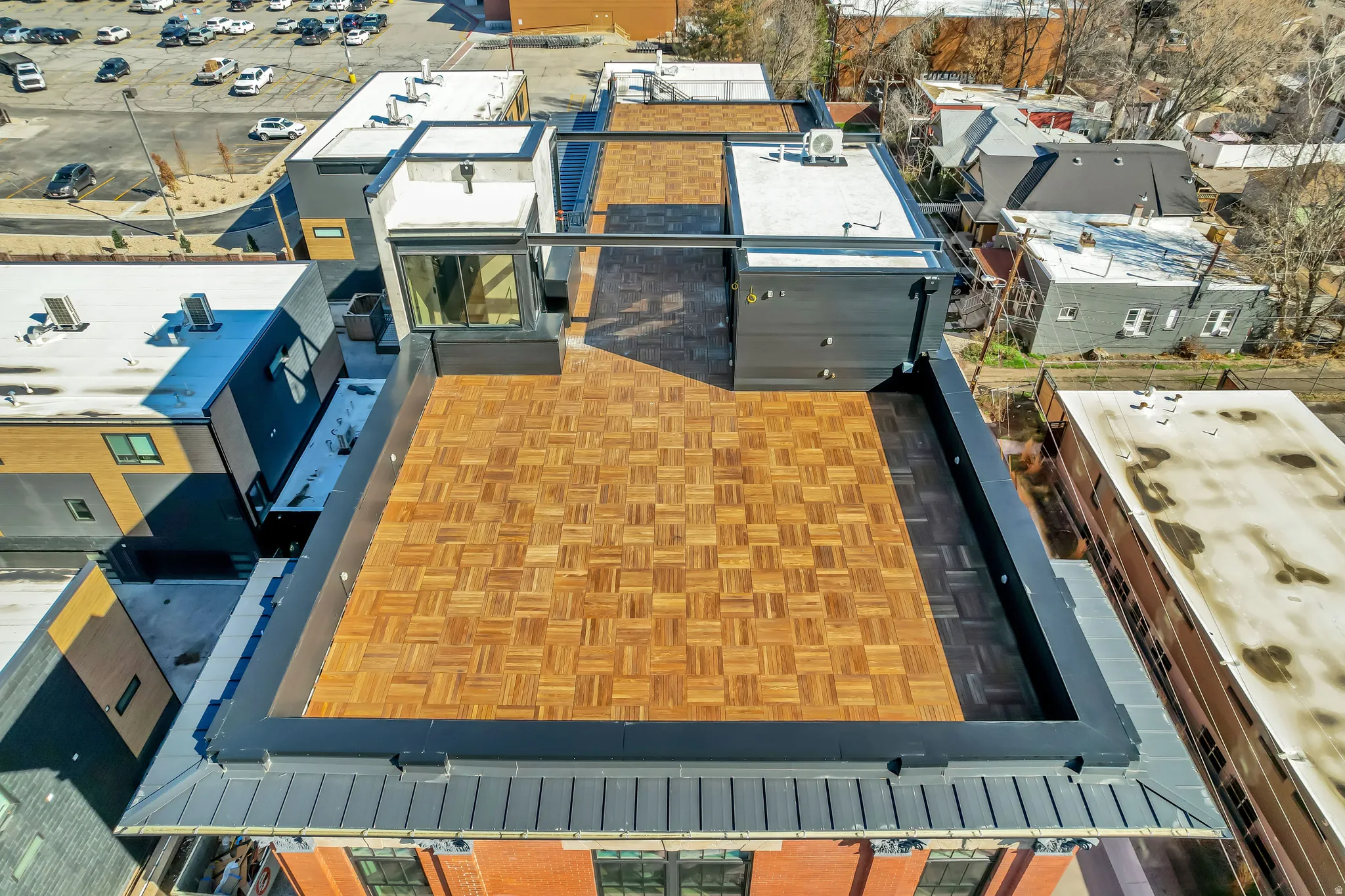 Aerial perspective of suburban area