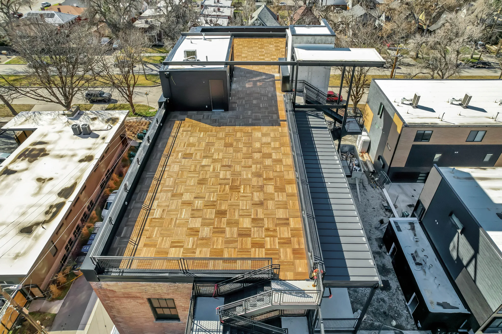 Aerial perspective of suburban area