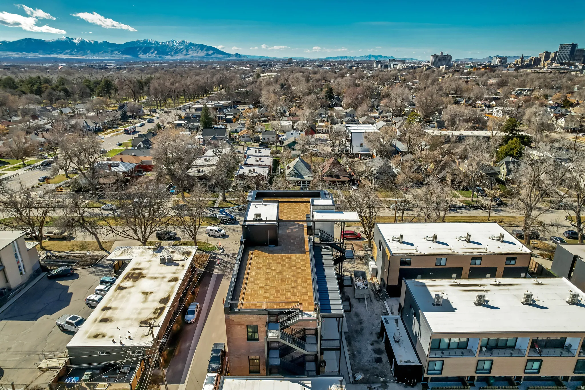 Bird's eye view of a mountain backdrop