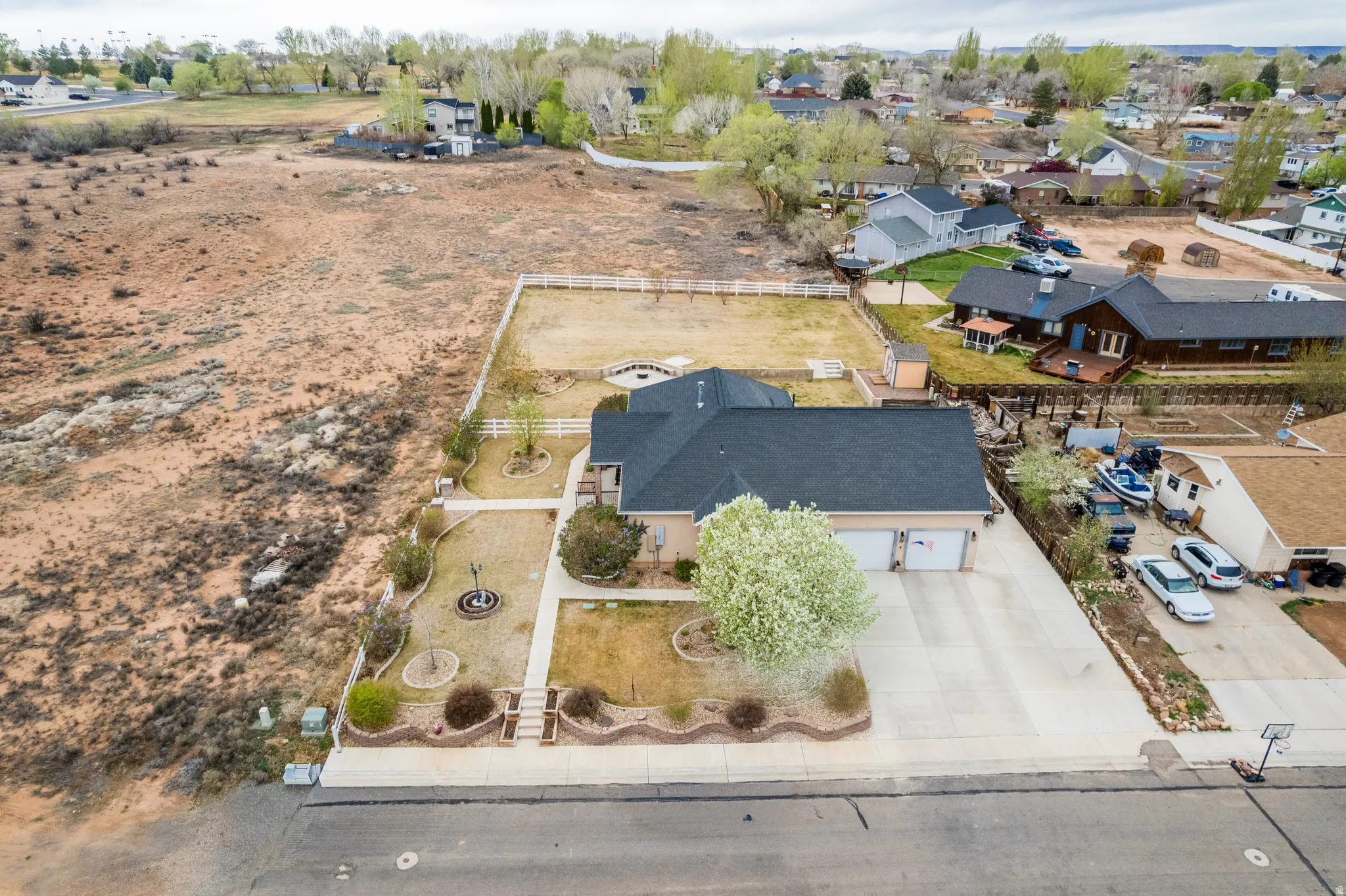 Aerial view of residential area