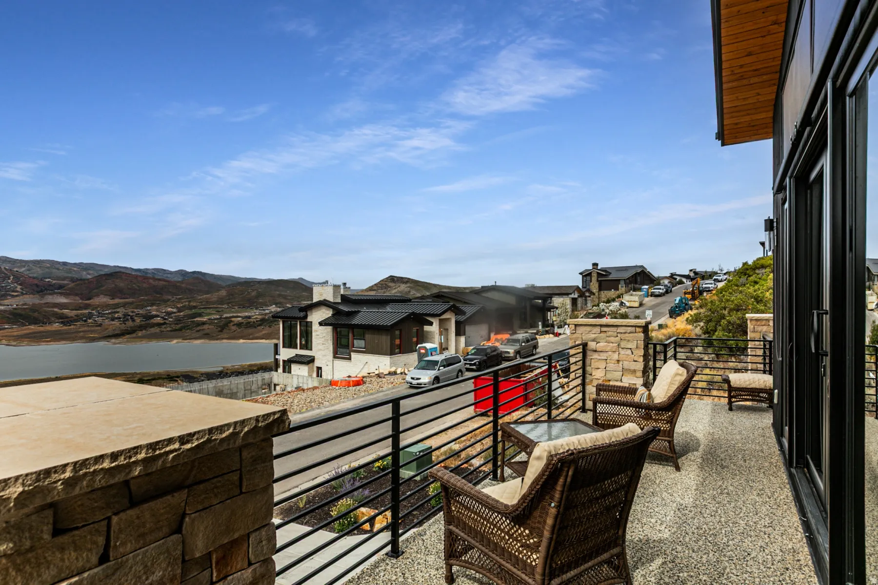 Balcony with a mountain view