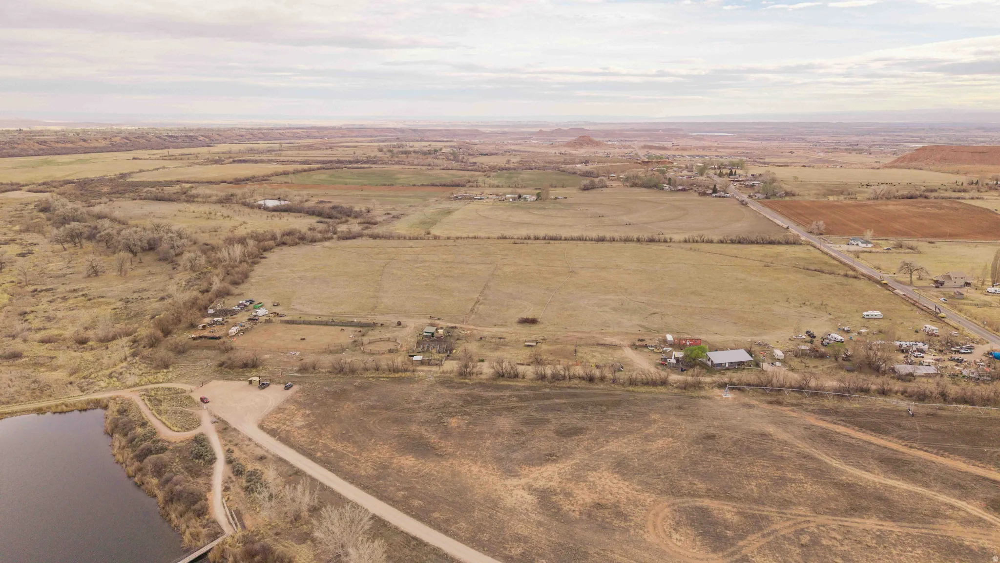 View of property with WMA lake and parking in view.