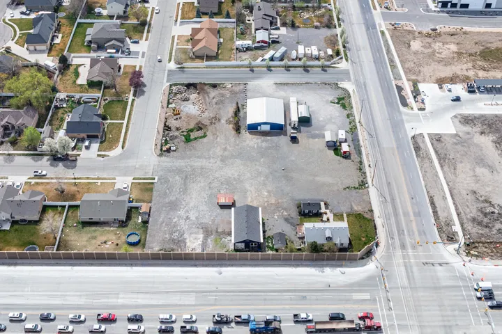 Aerial perspective of suburban area