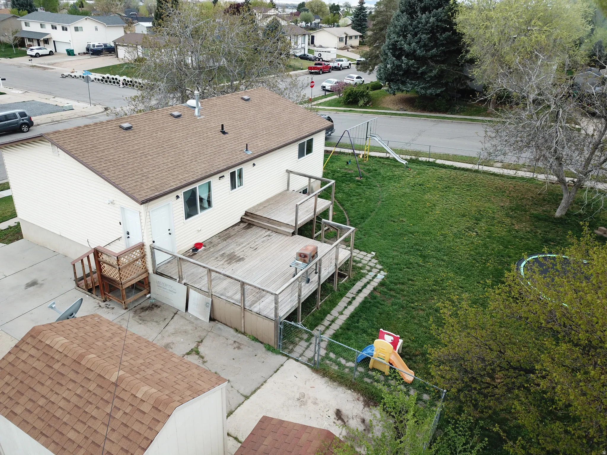 Aerial perspective of suburban area
