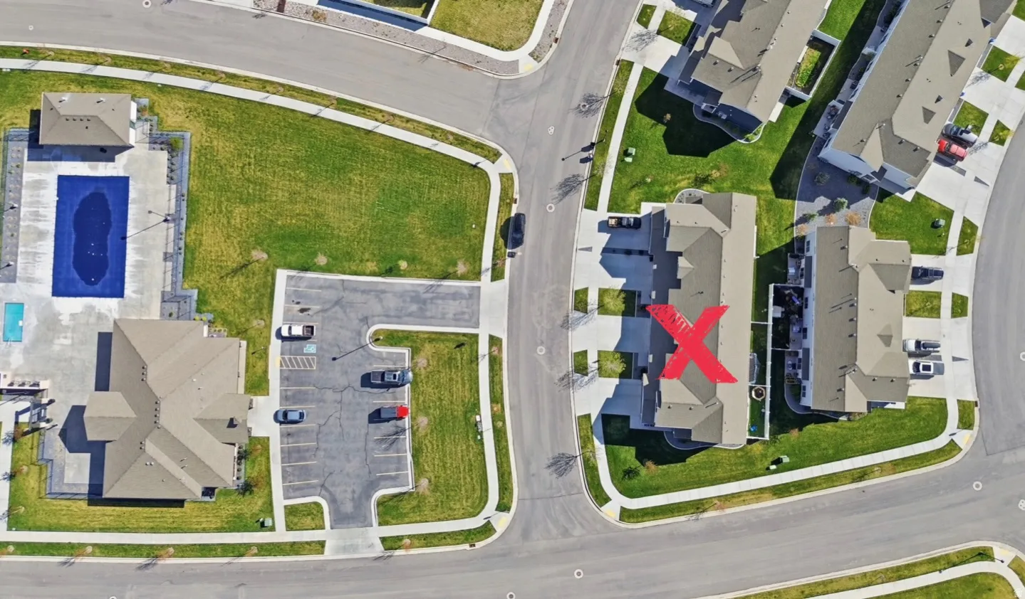 Aerial view of residential area