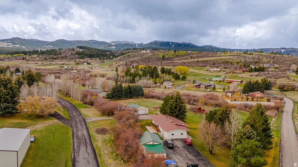 Aerial view of a mountainous background
