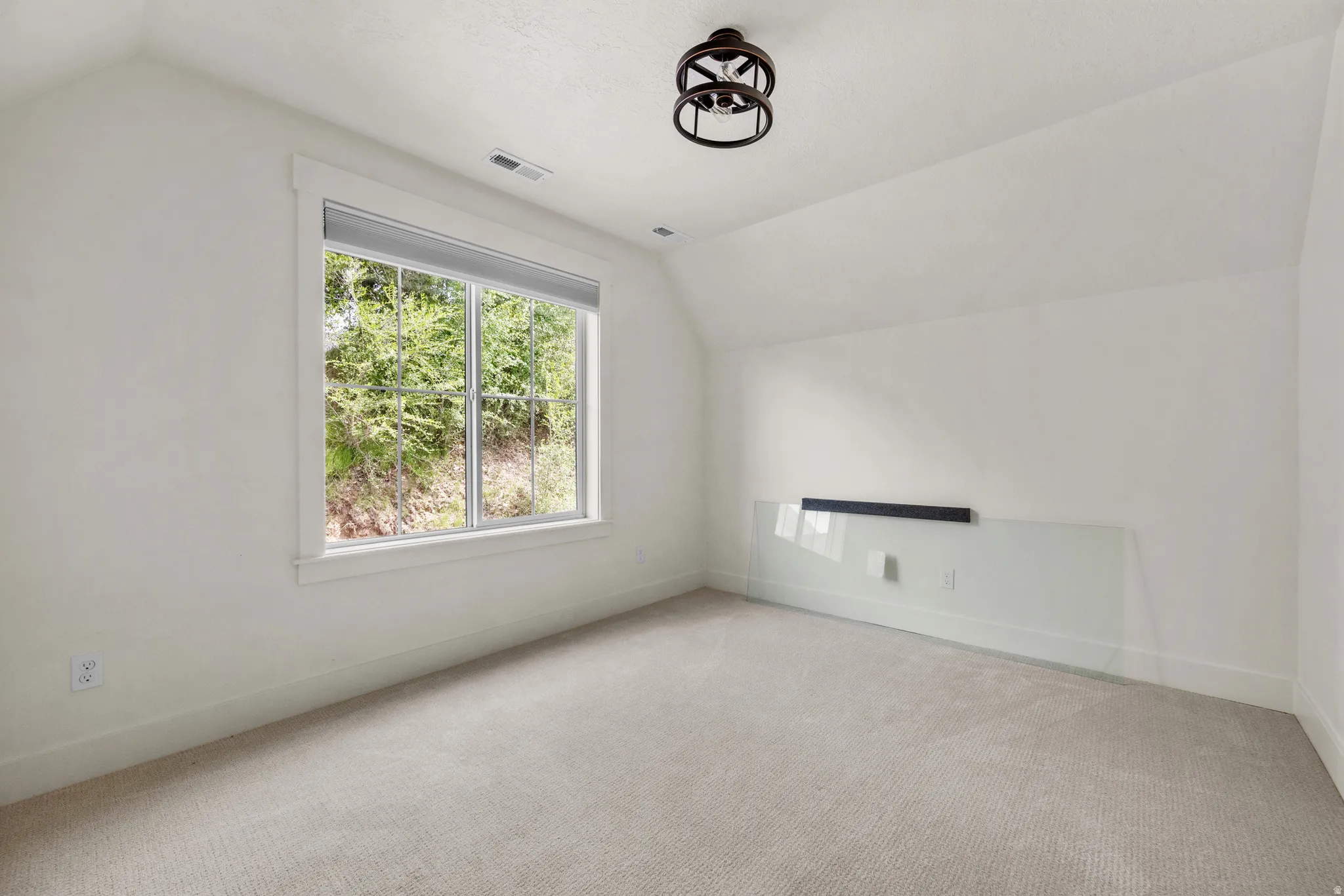 Bonus room featuring lofted ceiling and carpet