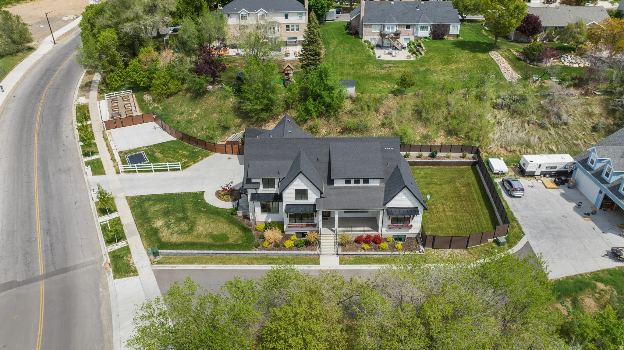 Aerial view of residential area