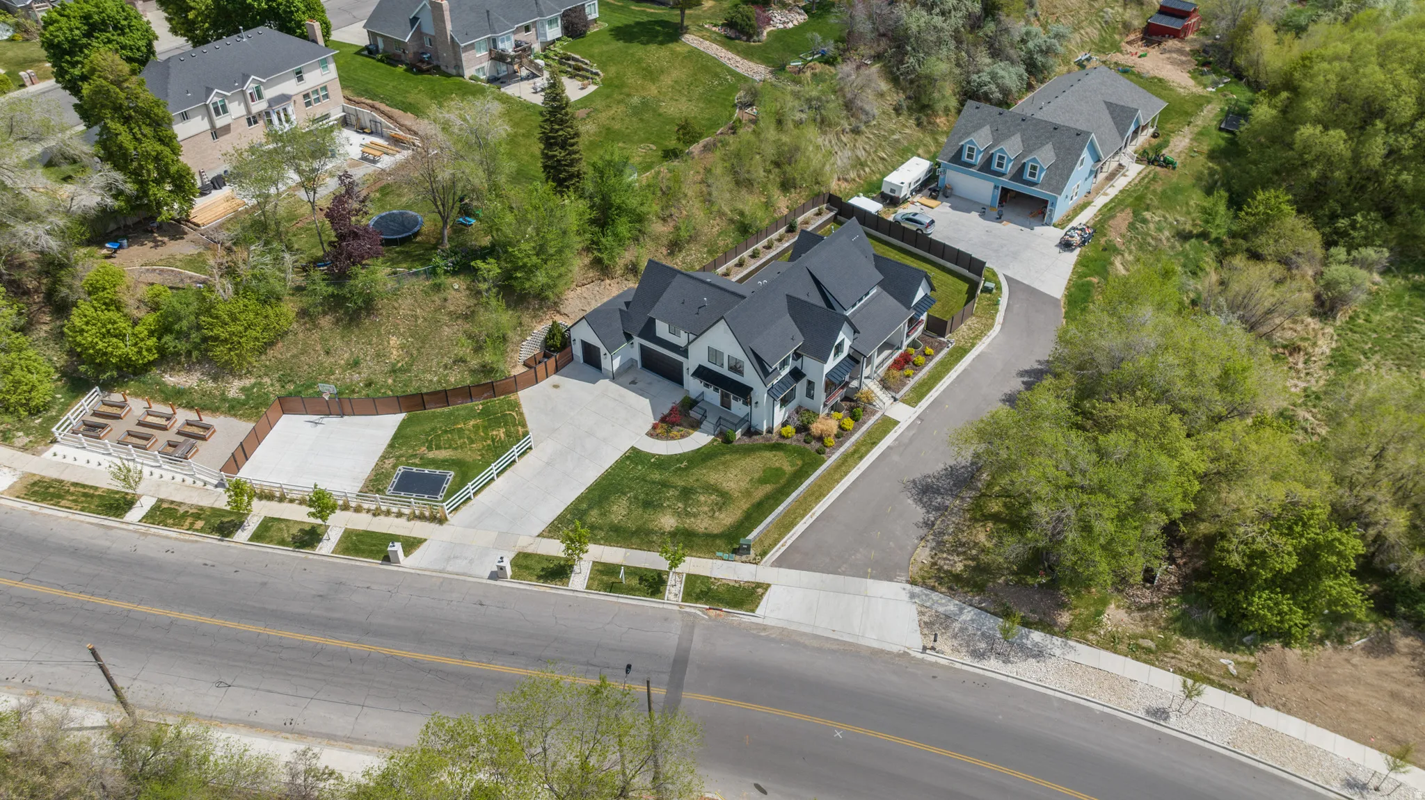 Aerial view of residential area