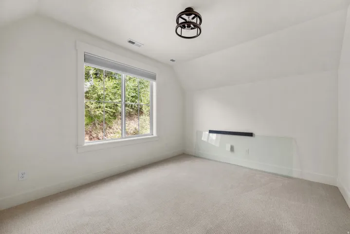 Bonus room featuring lofted ceiling and carpet