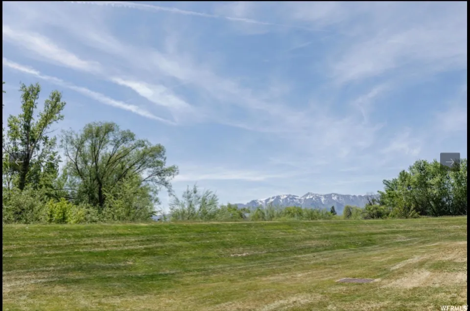 View of grassy yard with a mountain view and a rural view