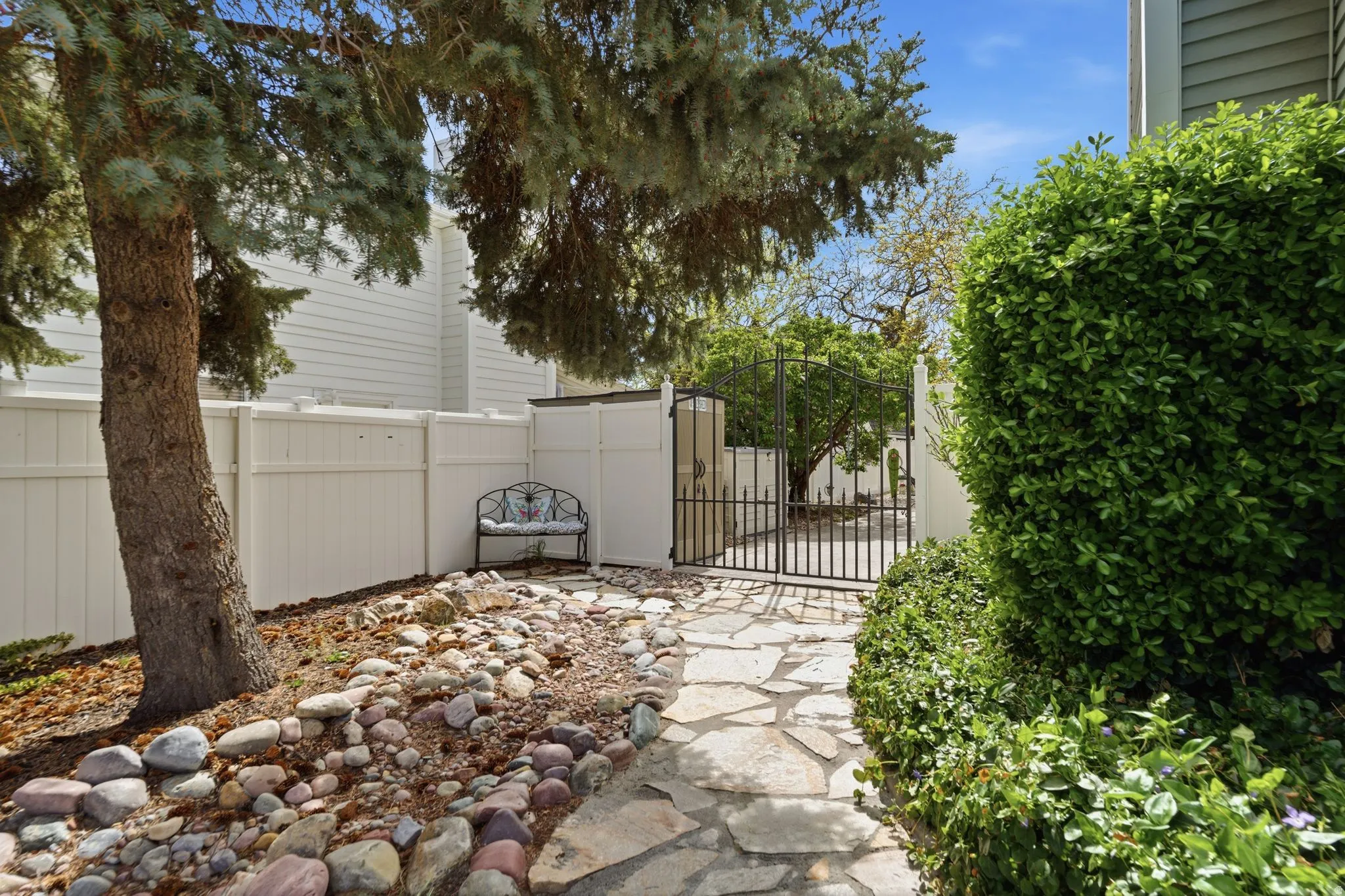 View of yard with a gate