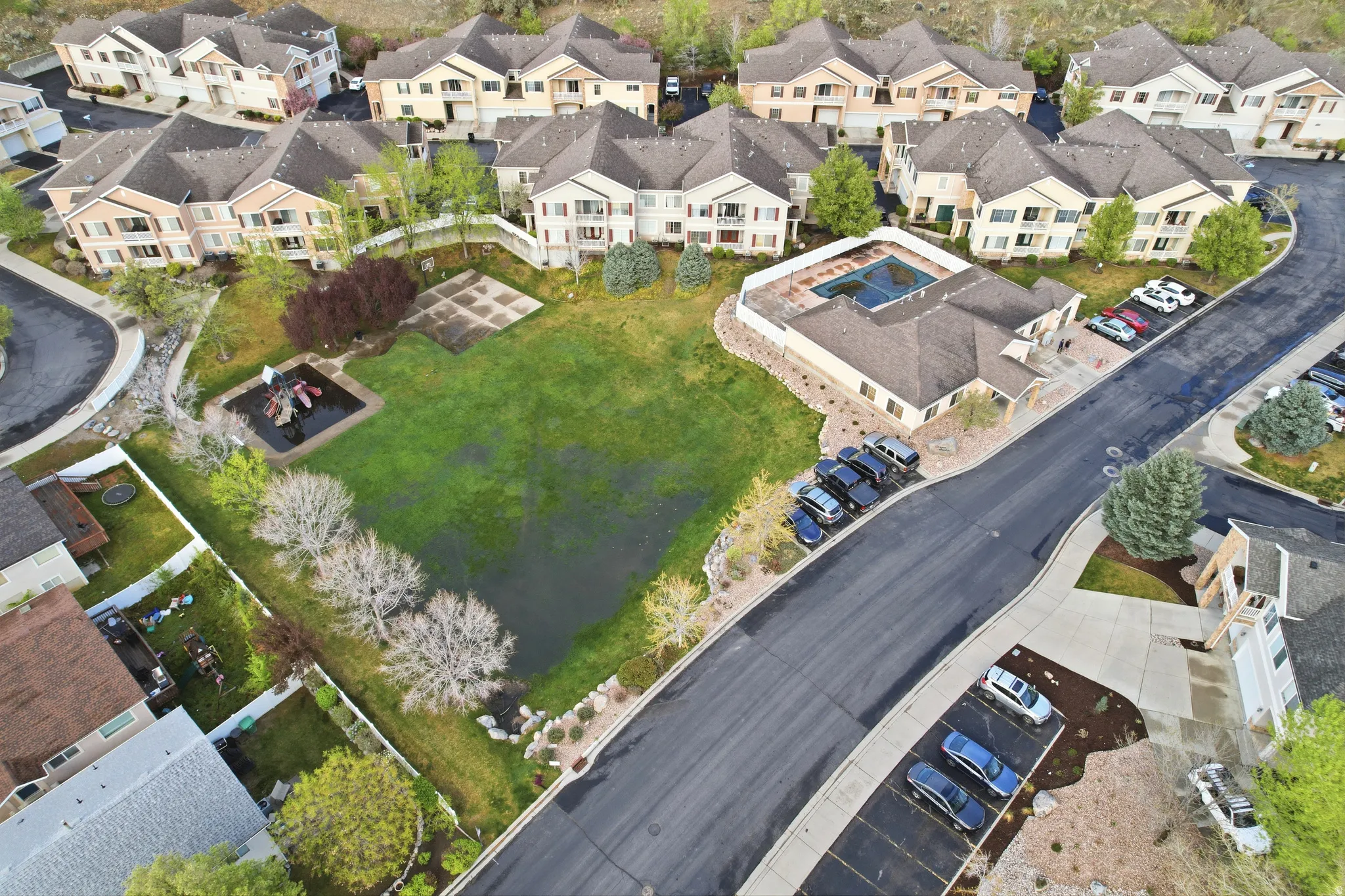 Aerial view of residential area