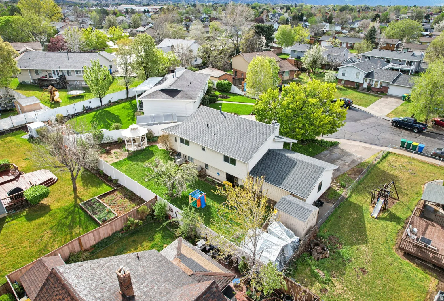 Aerial perspective of suburban area