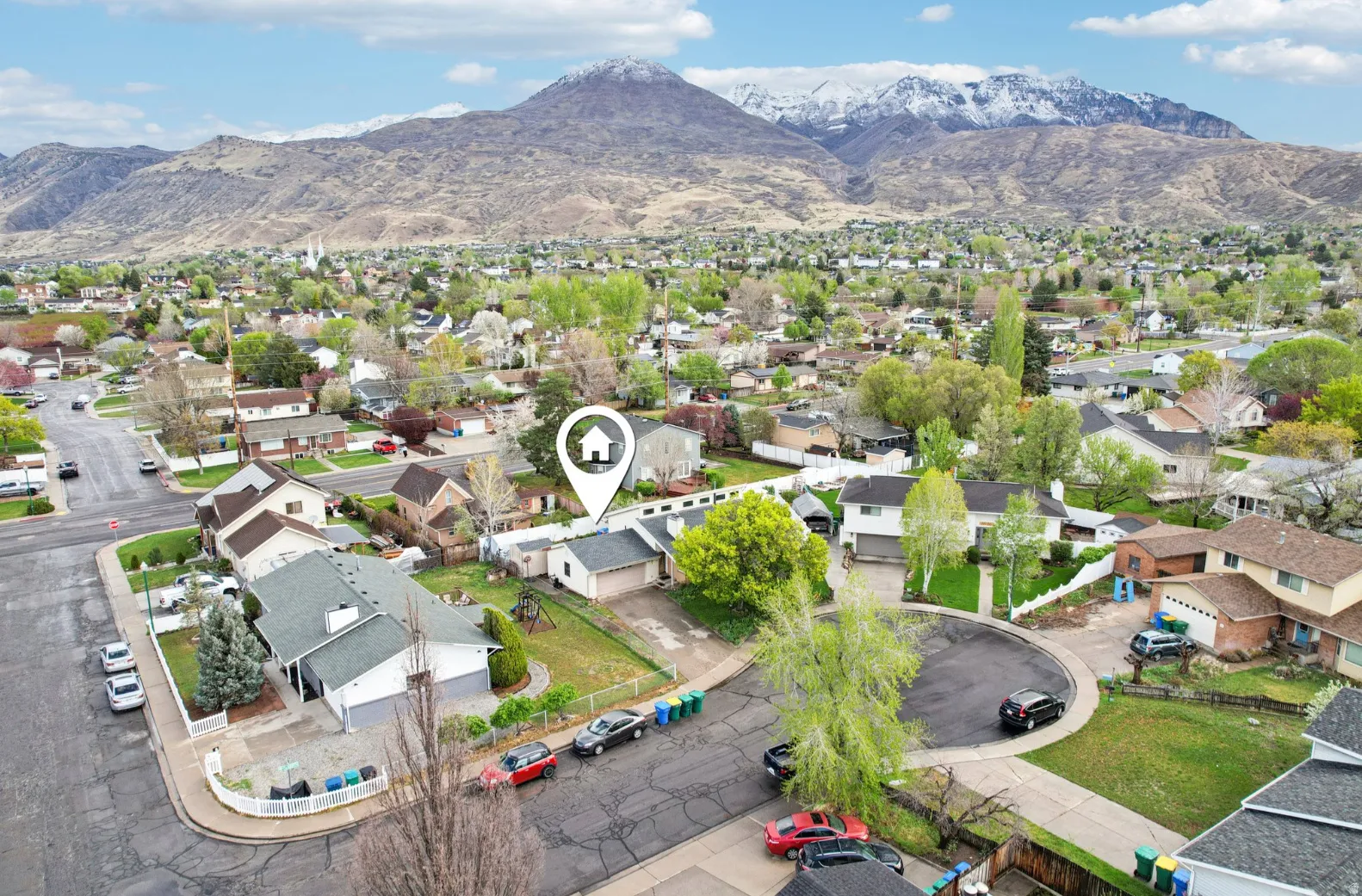 Drone / aerial view of a mountain backdrop