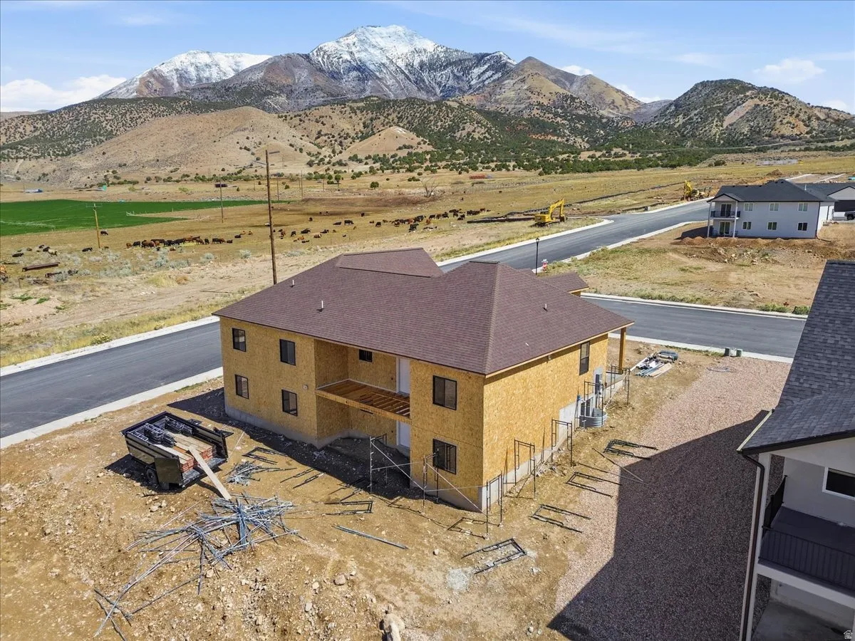 Bird's eye view of a mountain backdrop