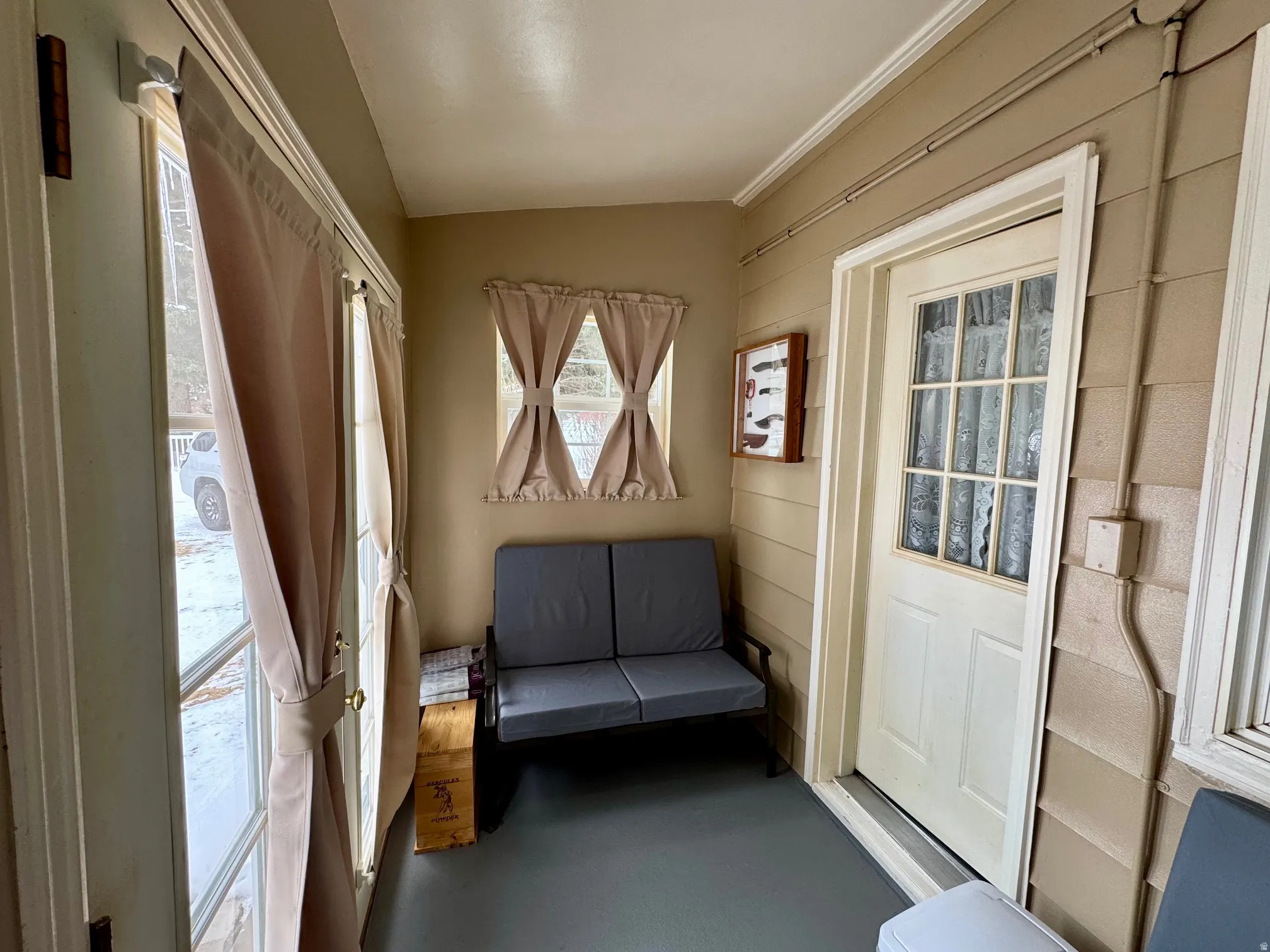 Enclosed patio with lake view