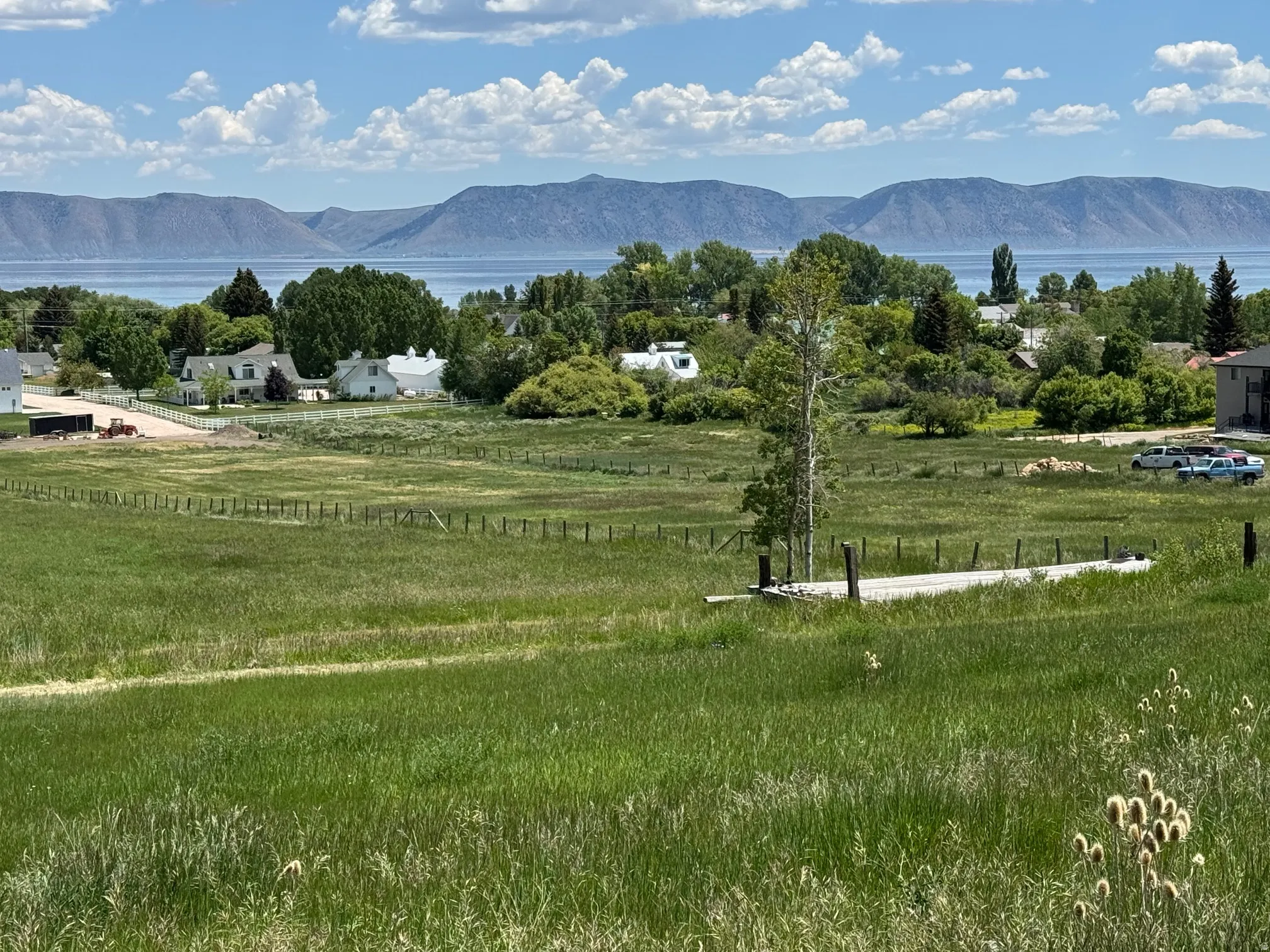 View of mountain background with rural landscape