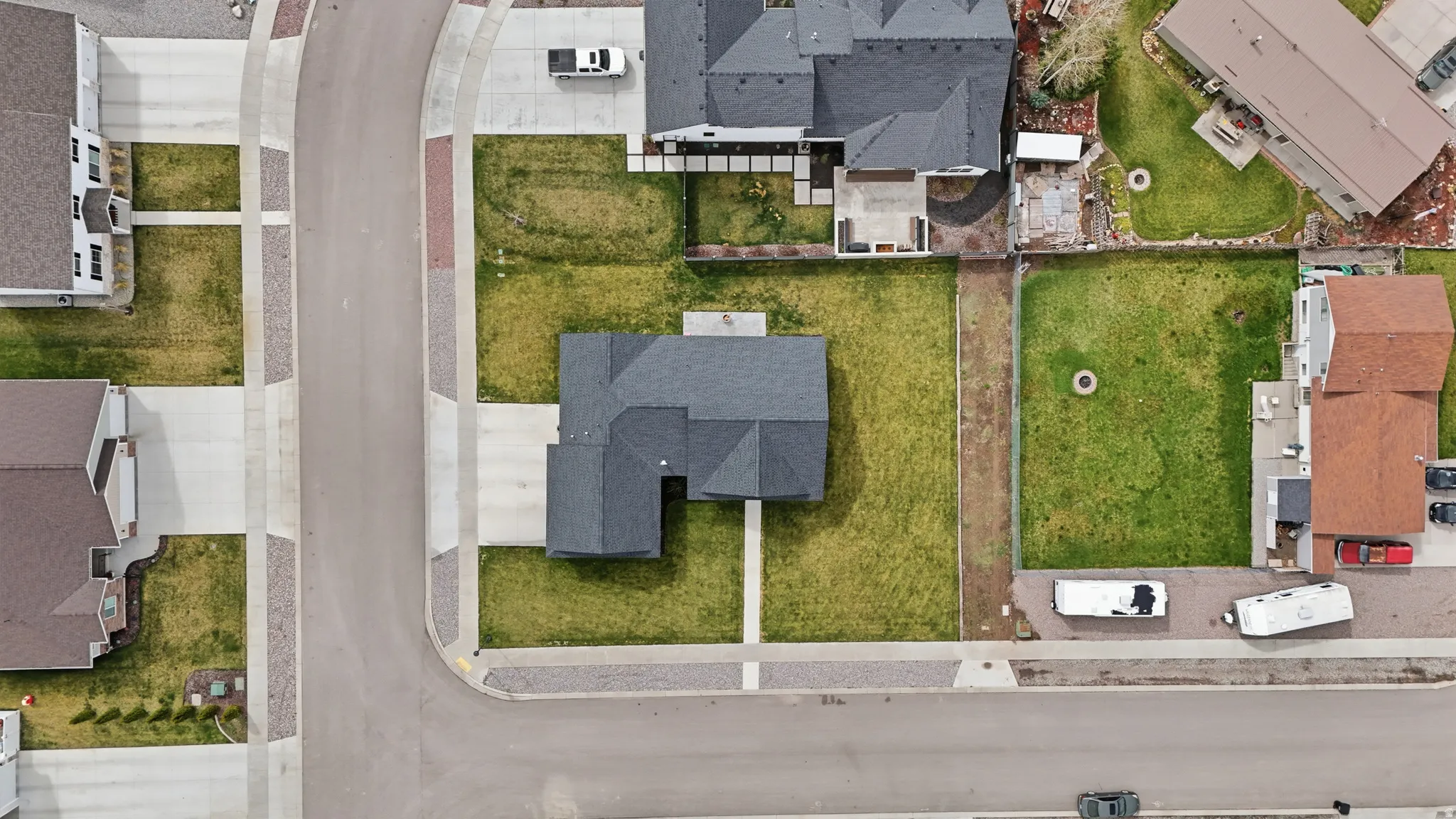 Aerial perspective of suburban area
