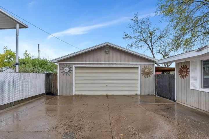 View of detached garage