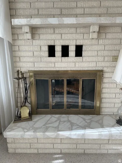 Detailed view of a fireplace