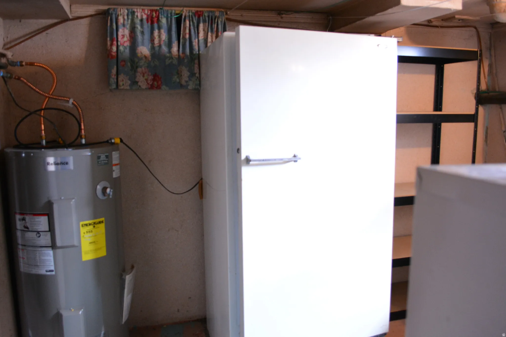 Utility room featuring electric water heater
