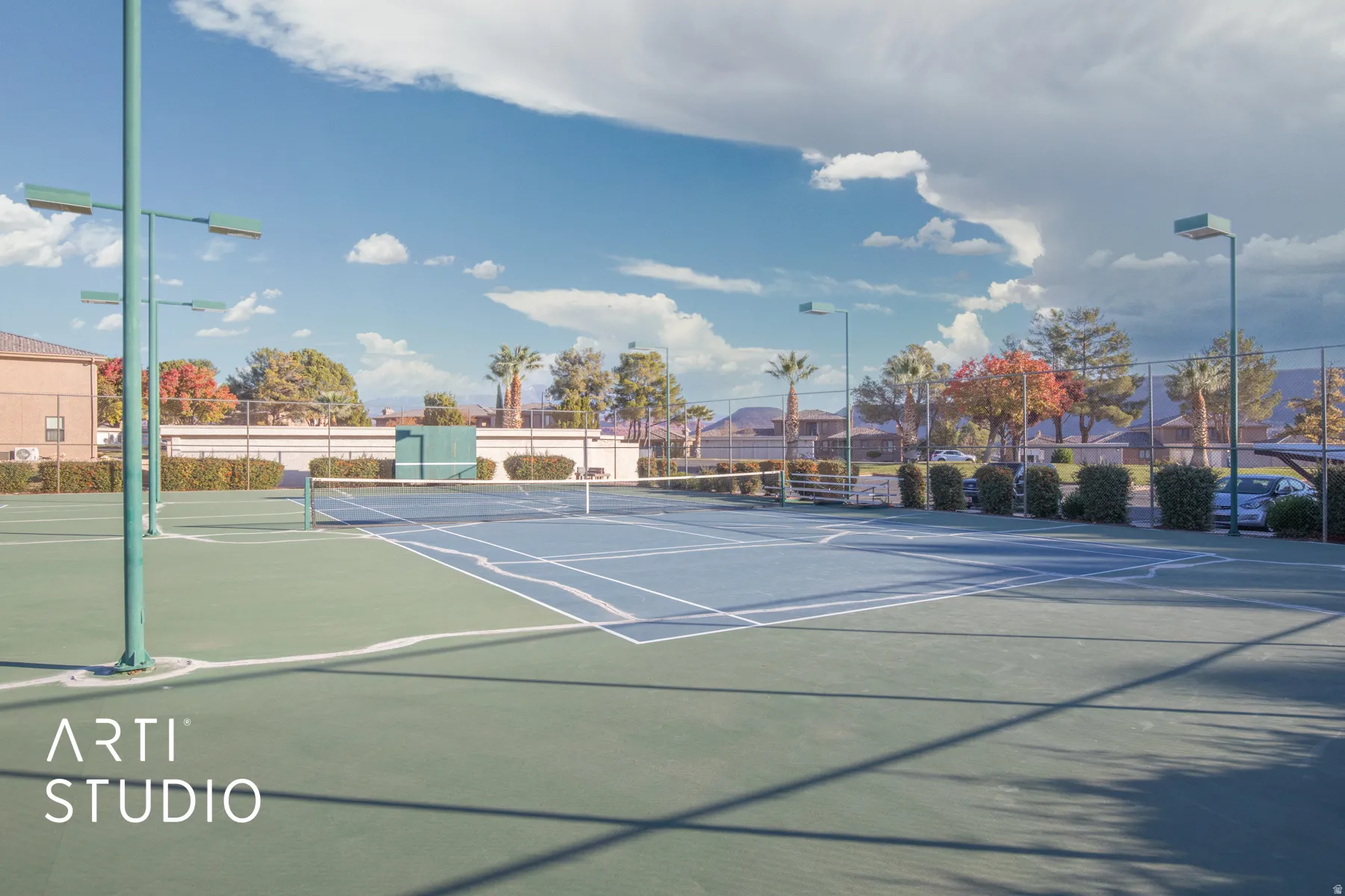 View of tennis court